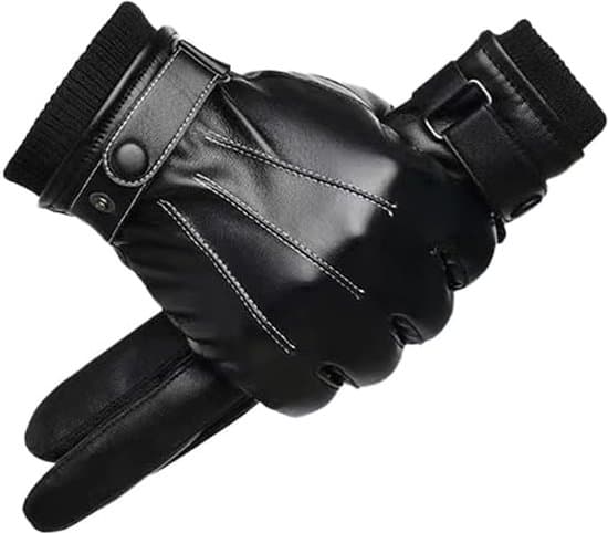 Vinterhandskar - konstläder - varma - tjockt fleecefoder - svarta - modell B