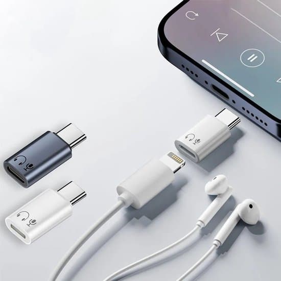 Kompatibel med Lightning til Type-C adapter: aluminium, kompakt, HiFi lydkvalitet, hvid.