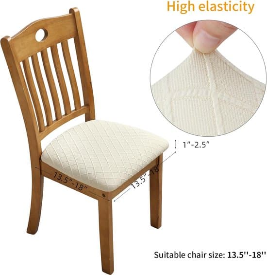 Stretch stolsöverdrag - 6 delar - Beige