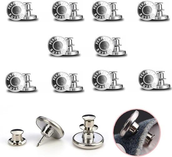 Utbytbara jeansknappar - 10-pack - Silver - 17mm