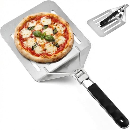 Sammenfoldelig perforeret pizzaspade i rustfrit stål, 20 cm