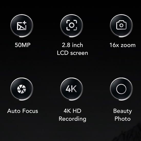 Digitalkamera - 4K - 50 MP - Autofokus - 2,8 tommer - Sølv
