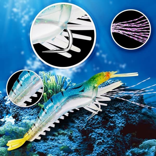 Fiskemadding, 6 stk., 7 cm, PVC-materiale.