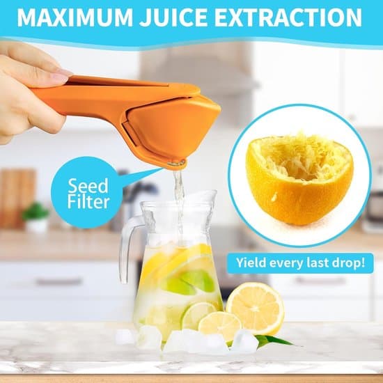 Spakdriven Premium Citron- och Citruspress i Rostfritt Stål - Orange