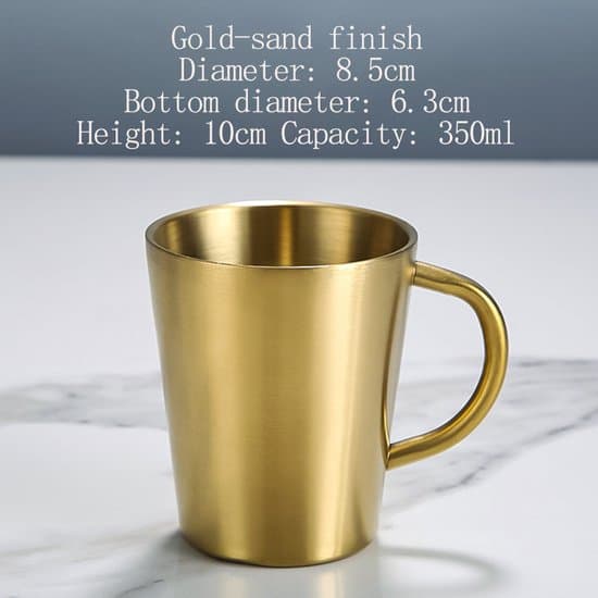Drickskopp i rostfritt stål - 300 ml metallkopp - dubbelväggig drickskopp - guld