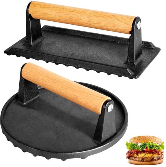 Hamburgerformssæt - Støbejern - Velegnet til hamburgere og bøffer - 2-delt sæt