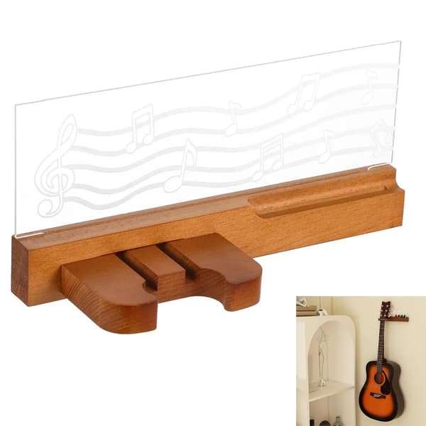 Gitarrställ, gitarrväggfästen, gitarrpresenter med LED-lampor, väggmonterade gitarrställ, notdesign, akustisk-elektriska basar.