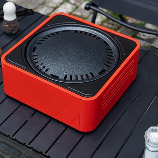 Bärbar Kolgrill - Bordsgrill - Utomhusmatlagning - Optimerat Luftflödessystem - 41x17x17 cm - Röd