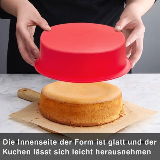 Silikone kageform 20 cm rund, 2 bageforme med en diameter på 20 cm, silikone bageforme til kager og desserter