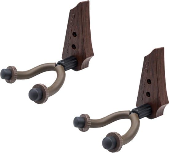 2 stycken - Gitarrkrok - Gitarrhållare - Väggkrok för gitarr - Gitarrväggfäste - Gitarrhängare - 9*14*12cm - brun - ABS+järnrör+gummi
