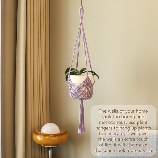 2-pak Boho Macrame Planteophæng med S-kroge til op til 8\" potter (lilla)