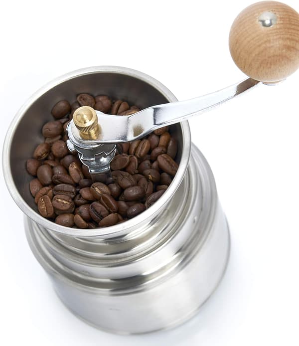 Kaffekværn, rustfrit stål, sølv, mål: 9,5 x 16 x 17 cm