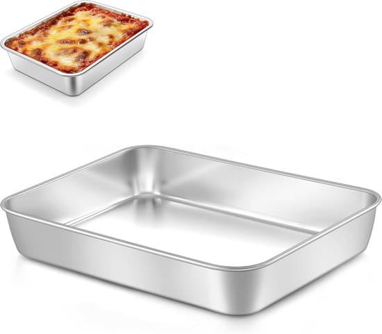 Sølv 2100 ml rektangulær bage- og lasagneform i rustfrit stål