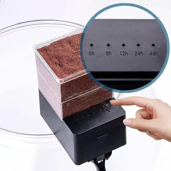 Fiskefoderautomat - 5-trins Smart Justerbar Lufttæt Akvarie Automatisk Foderautomat med Timer
