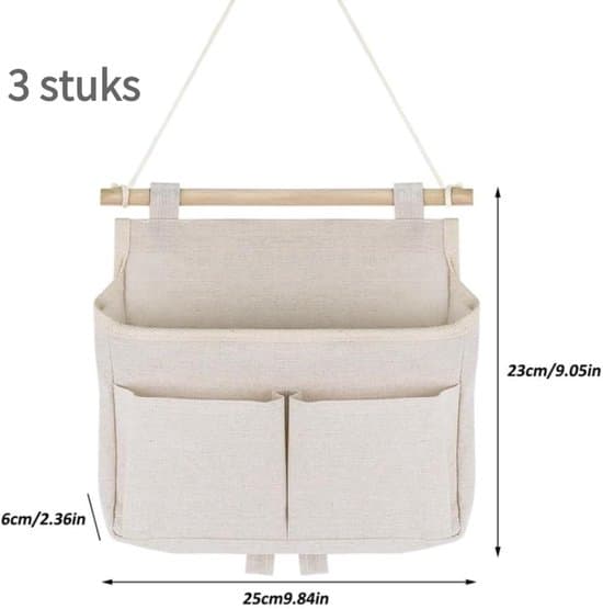 3-pack 25x27x6cm självhäftande hängande förvaringsväskor