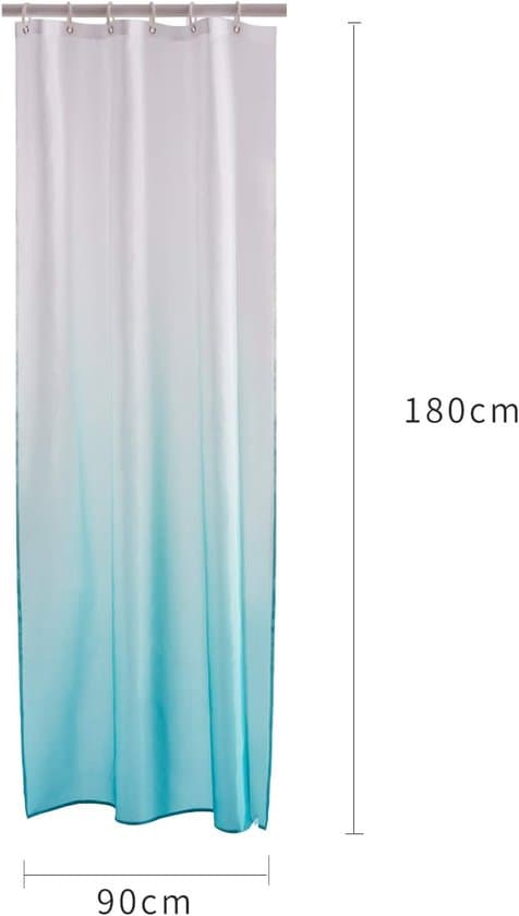 180x200cm Skimmelsikker badeforhæng - Polyester - Hvid/Marineblå