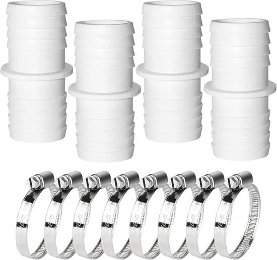 Lige forbindelse - 4 stk, 38mm til 38mm, med 4 rustfri stålklemmer