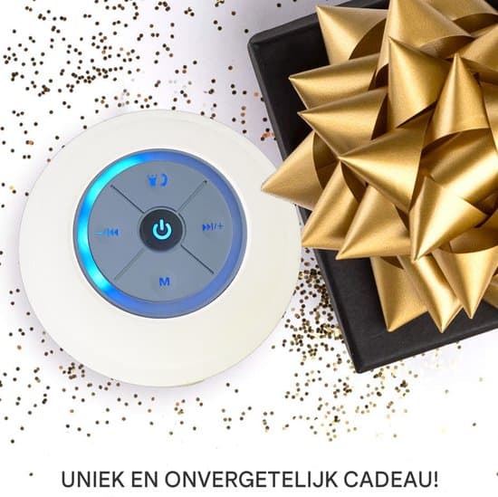 Vattentät Bluetooth-duschhögtalare, trådlös, sugkopp, vit