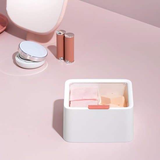 1-pack - Bomullspinnebox med lock - Transparent bomullspadsdispenser - Bomullspinnebehållare - Bomullspinnedispenser - Bomullsbollbox - Vit