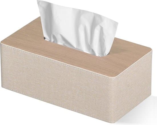 Rektangulær PU-læder Tissueboksbetrækholder til badeværelseskommode - Beige
