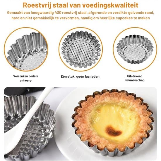 20-pak mini kageforme i rustfrit stål, non-stick og genanvendelige