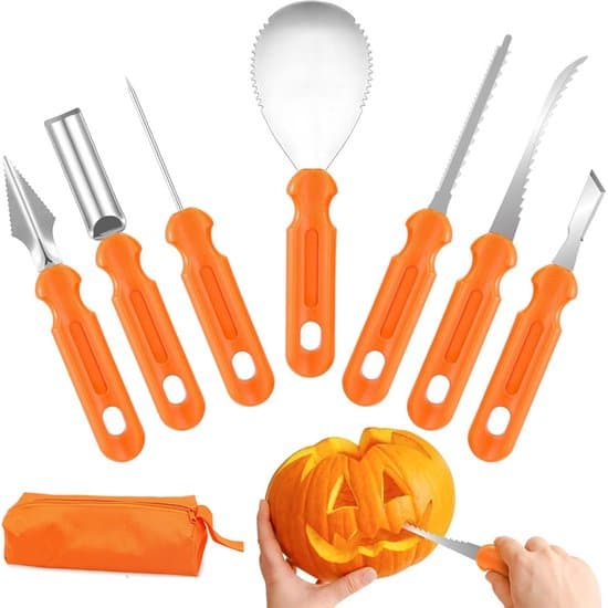 7-delt græskarudskæringssæt i rustfrit stål til Halloween
