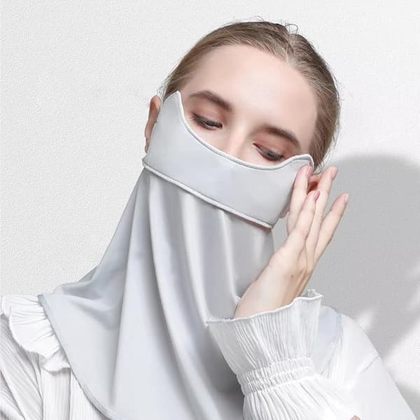 UPF50+ UV-skydd ansiktsmask, nackskydd, en storlek passar alla (grå)