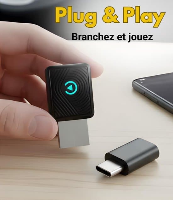 CarPlay 2026 Trådlös Edition, Kompatibel med Android Auto, Bluetooth-adapter för iPhone/Android, Stabil Överföring