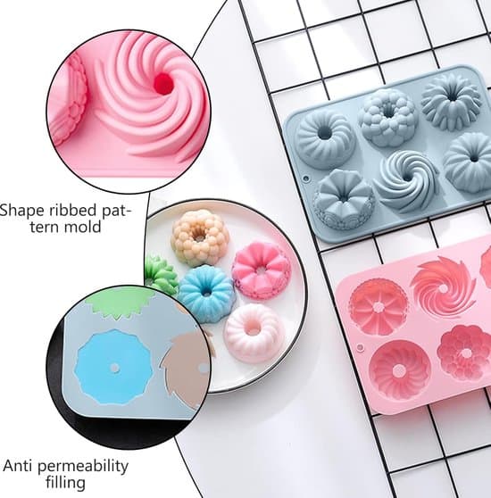 Mini Buntkakformar - Silikonbakformar - 6-pack - Värmebeständiga