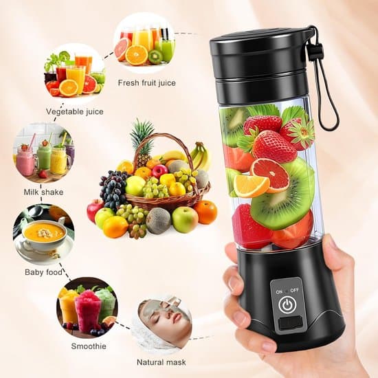 Bærbar Blender - Smoothie Maker - Lav sunde drinks - 10 knive i rustfrit stål - 380 ml - Sort