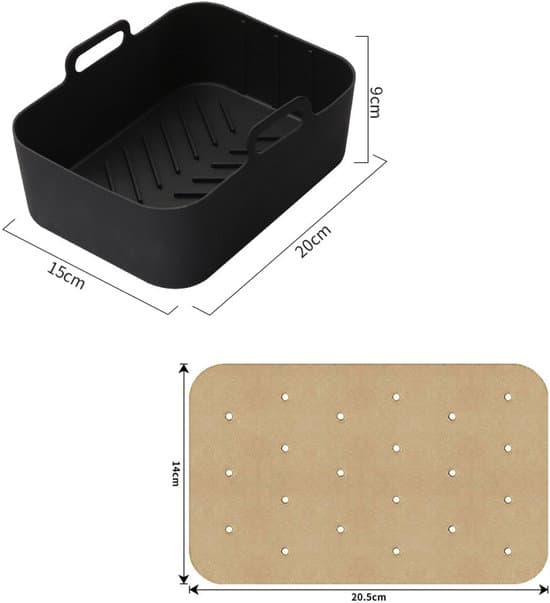 100-pack Air Fryer Silikonbricka Pergamentfoder - 20x15 cm