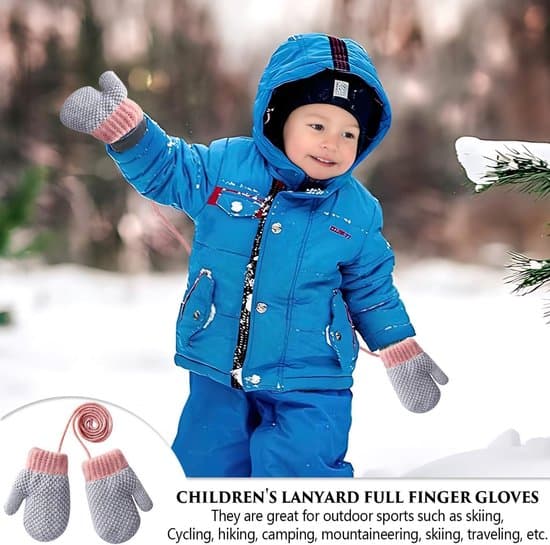 Velegnet til vinterhandsker til børn Elastisk strikket snøre Piger Drenge i alderen 1-3 år Grå