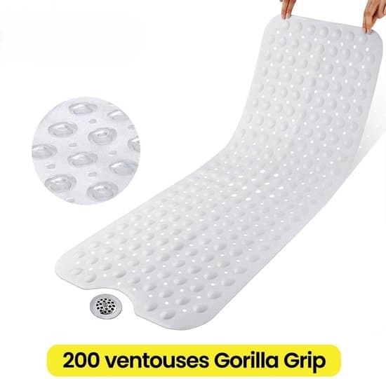 100x40cm Halkfri Mögelresistent Gummiduschmatta med Sugkoppar och Dräneringshål, Rosa.
