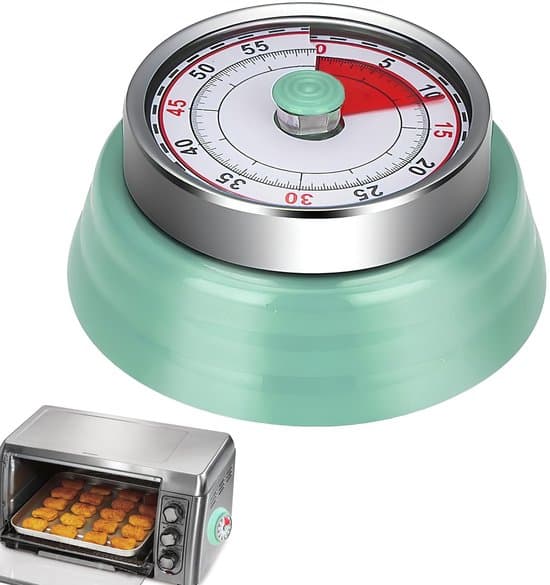 Retro mekanisk køkkentimer - 60 minutters nedtælling - Rustfrit stål mintgrøn