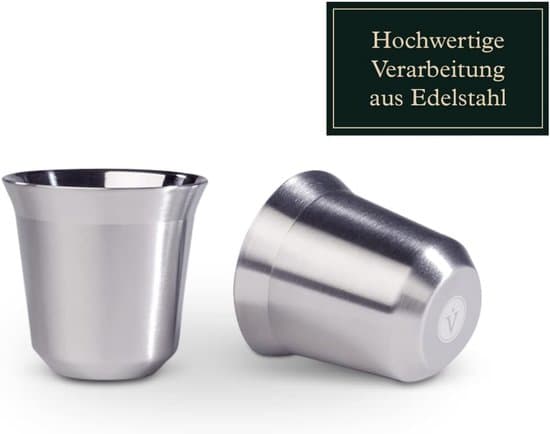 Dobbeltvæggede espressokrus i rustfrit stål - 2-pak - 80 ml