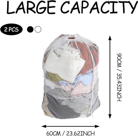2-pak 60x90cm sorte netvaskeposer/opbevaringsposer
