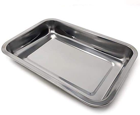 Todelt bakkesæt - rektangulær dyb bakke - rustfrit stål - 36 x 27 cm