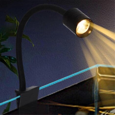 Roterende clip-on akvarielys, lille USB-lys, sort klips