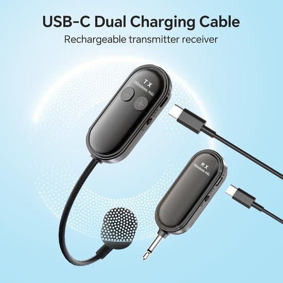 Trådlöst mikrofonheadset - 2.4G - USB-C - Svart