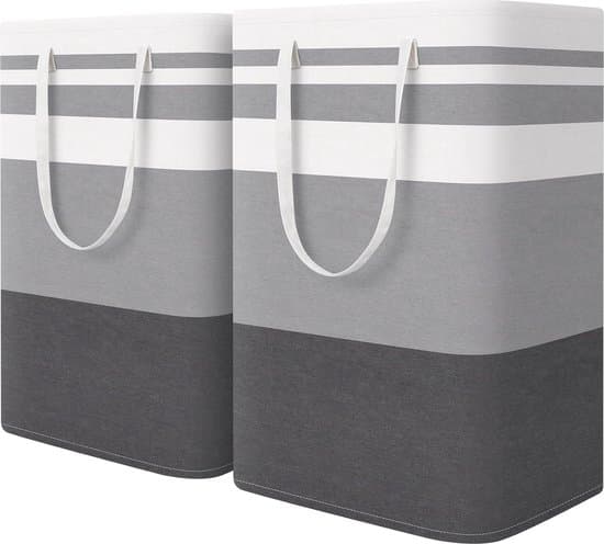 Stor tvättkorg - 75 liter - 2-pack - Grå - Vikbar