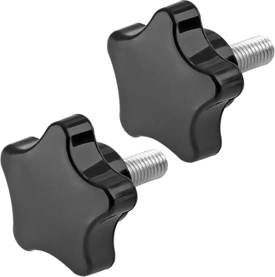 Stjernegreb M8 x 20mm - 2 Stykker - Klemskrue til Parasolfod & Stativ - Stjerneformet - Sort