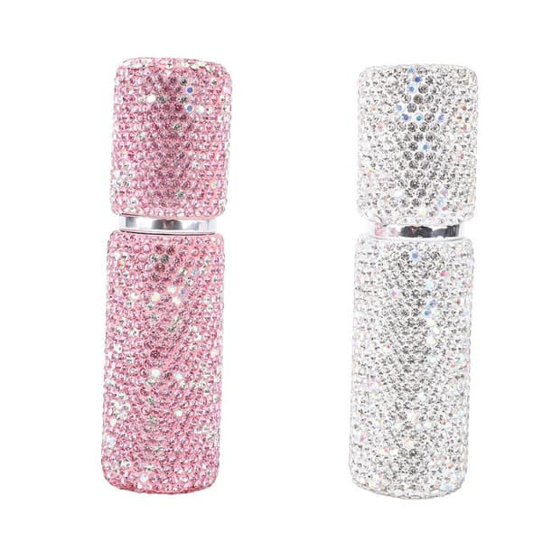 2 x 10 ml påfyllningsbara parfymsprayflaskor, resestorlek, med strass