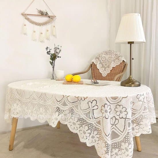 Spetsduk - Spetsbordsdekoration - Bordsdukning - Romantisk stil - 90x90 cm - Vit