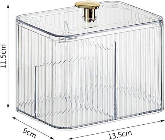 2-pack transparent Q-tips & bomullspinnehållare med lock för badrum