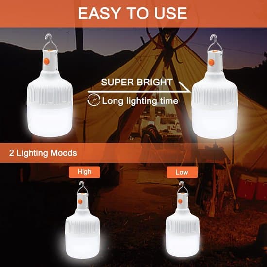 2-pak 20W USB Touch-Switch Camping-/Nødlys - 360掳 Belysning