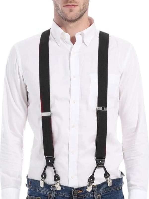Justerbare Y-formede seler i polyester til mænd med quick-release spænder og robuste clips (beige)