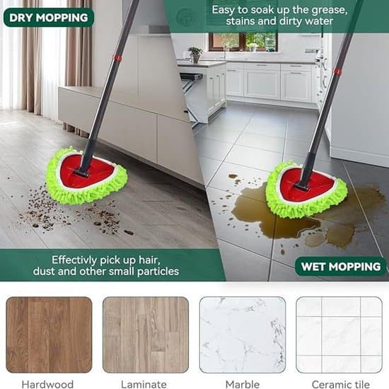 4-pak udskiftningsmoppehoveder til Vileda/O-Cedar EasyWring Spin Mopper - 360° vaskbar