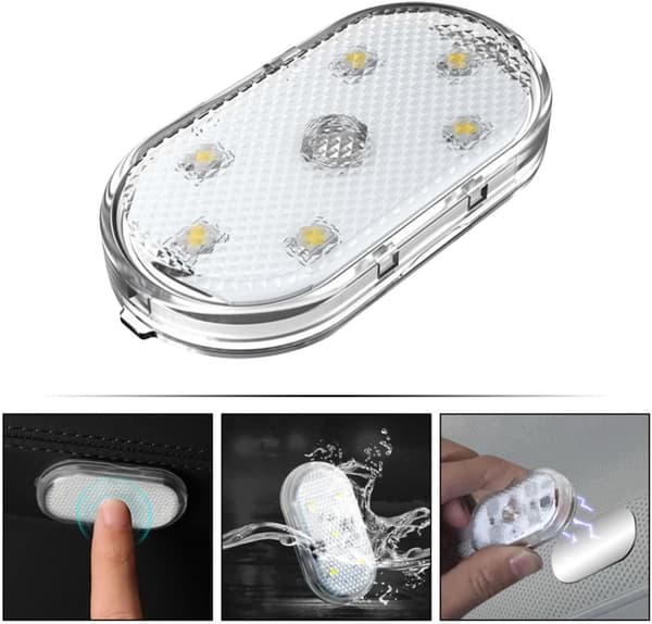 Sæt med fire LED-billæselamper, USB-interface, farverige lys