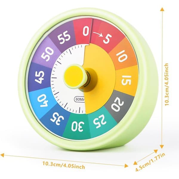 Børnevenlig visuel timer, børns læringstimer, 60-minutters køkken-nedtællingstimer til børn og voksne.