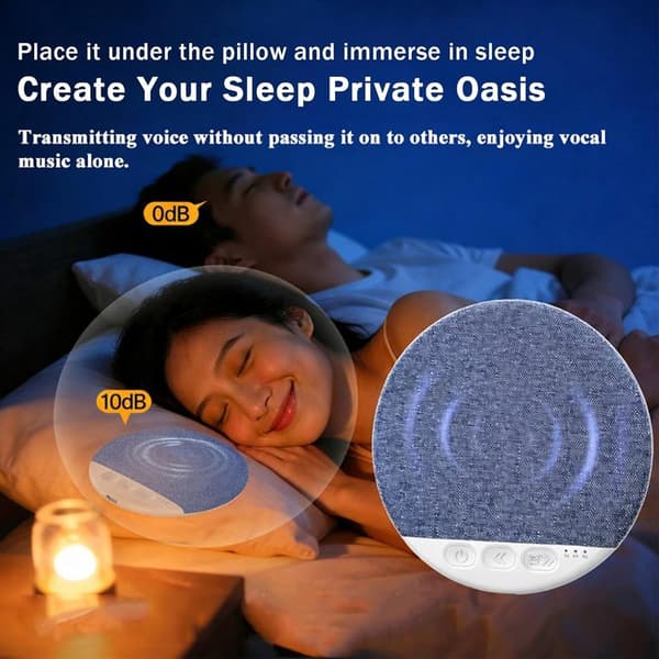 Mini knogleledning under-pude Bluetooth søvnhjælpshøjttaler med hvid støj-timer (blå)